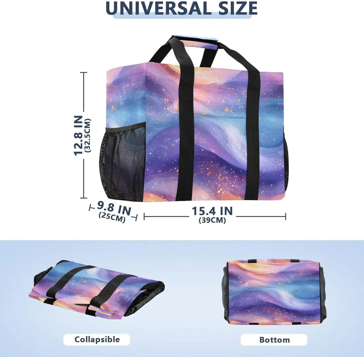 KLL Beach Tote Bag with Handles Foldable Sandproof Laundry Bag Travel