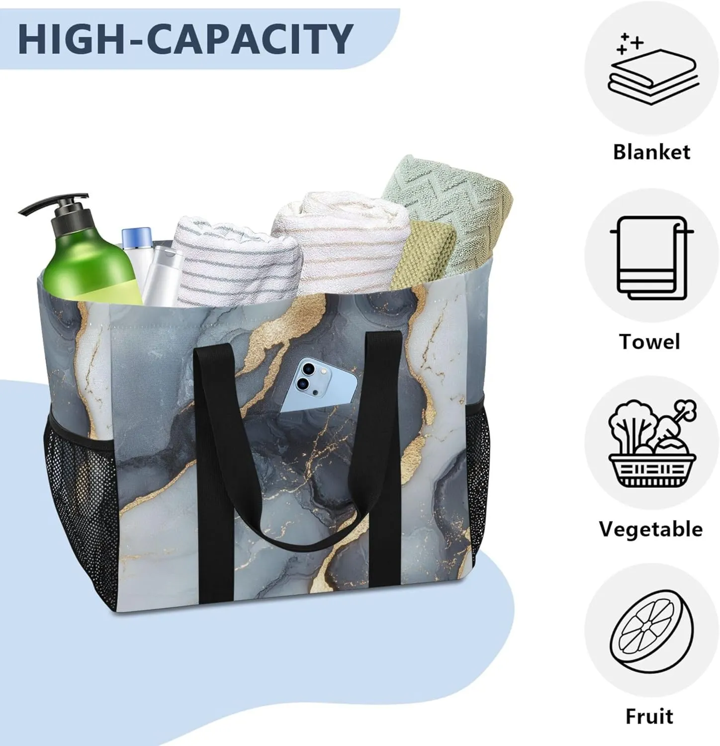 KLL Large Beach Bag with Handles Foldable Waterproof Laundry Bag
