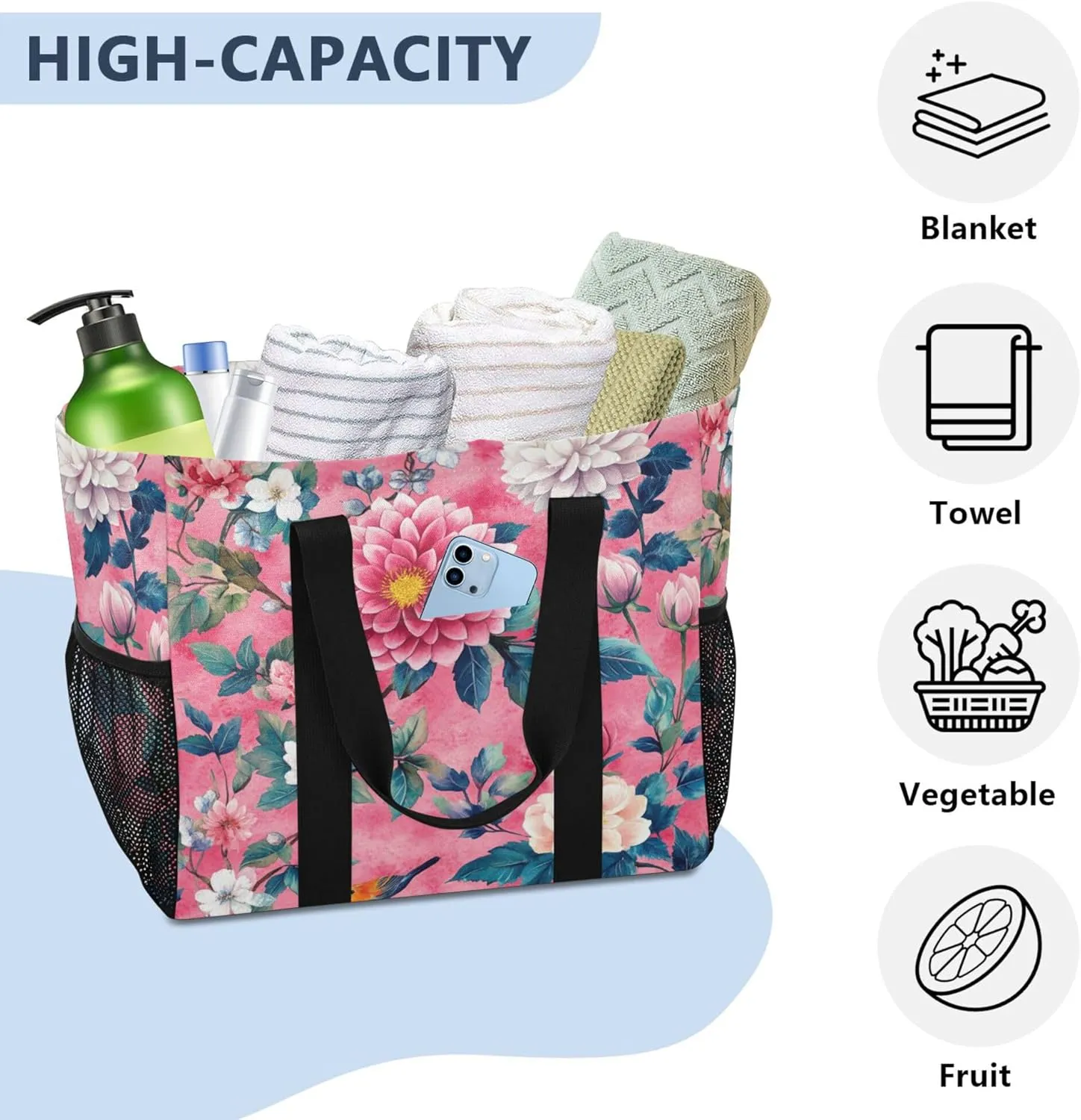KLL Large Beach Bag with Handles Foldable Waterproof Laundry Bag