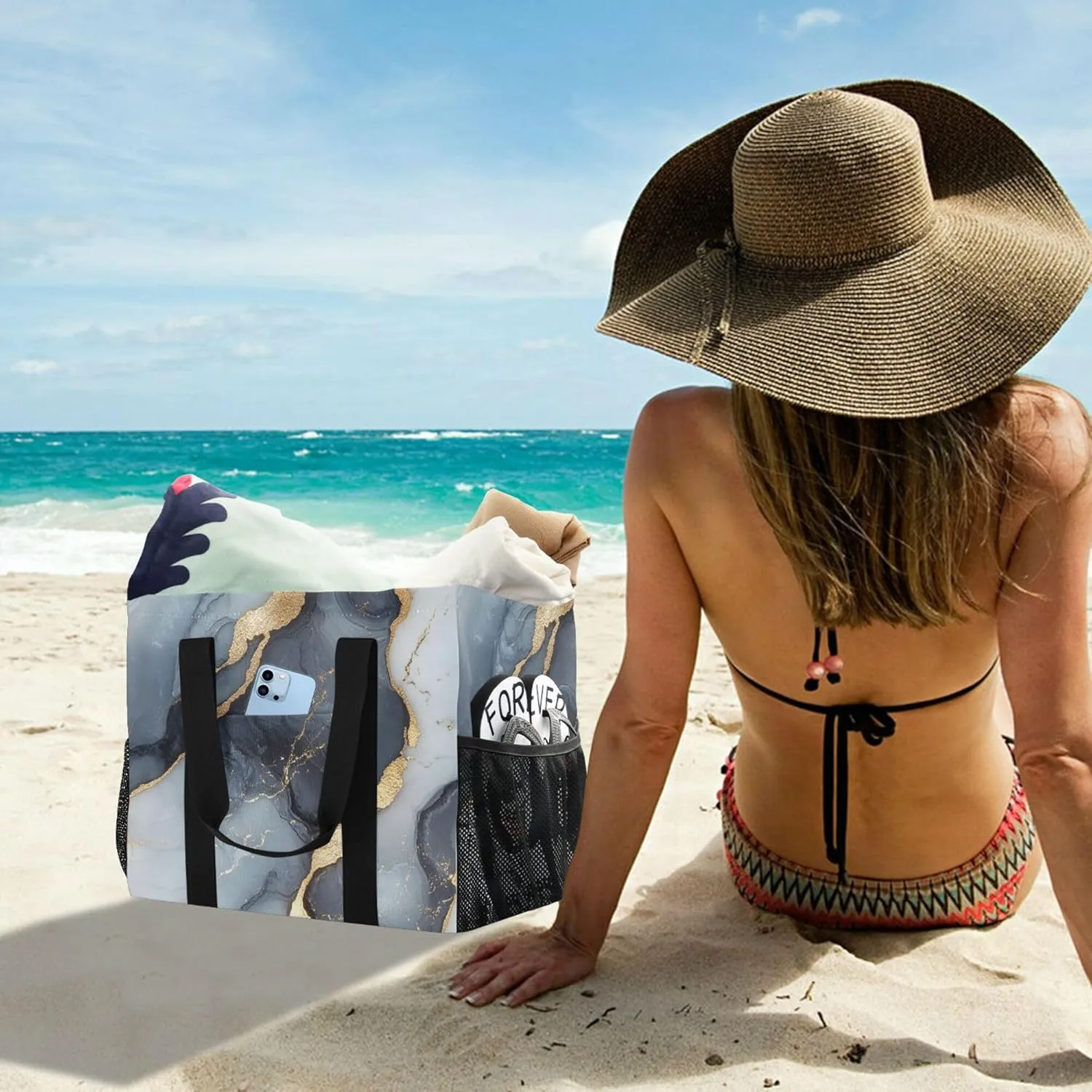 KLL Large Beach Bag with Handles Foldable Waterproof Laundry Bag