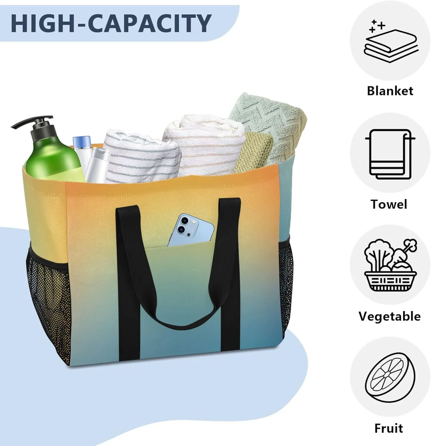 KLL Large Beach Bag with Handles Foldable Waterproof Laundry Bag