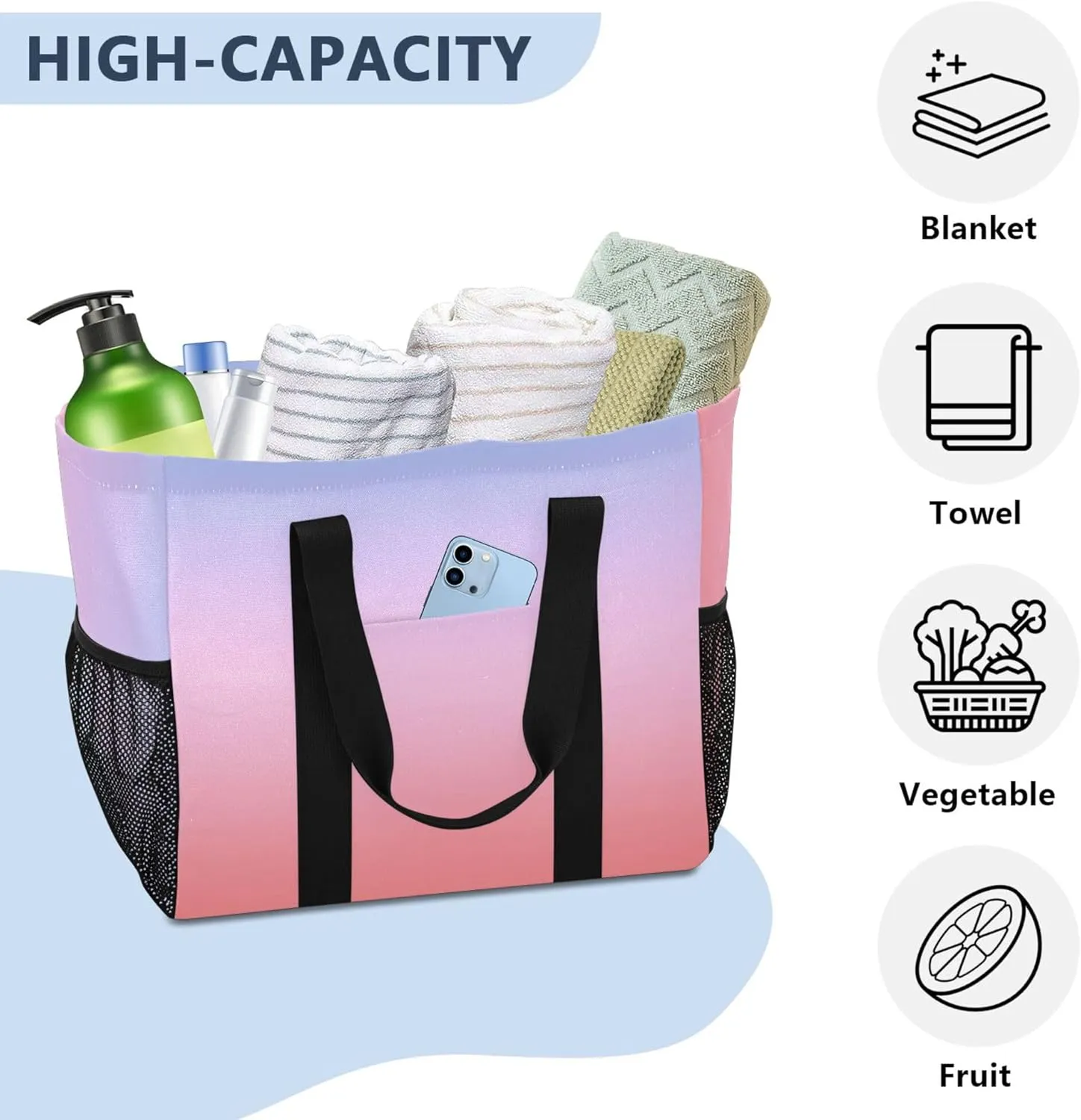 KLL Large Beach Bag with Handles Foldable Waterproof Laundry Bag
