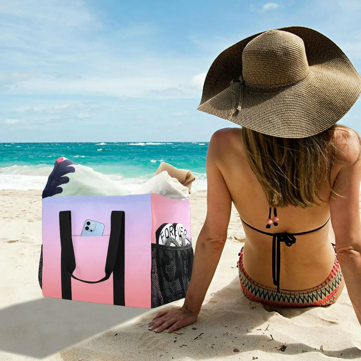 KLL Large Beach Bag with Handles Foldable Waterproof Laundry Bag