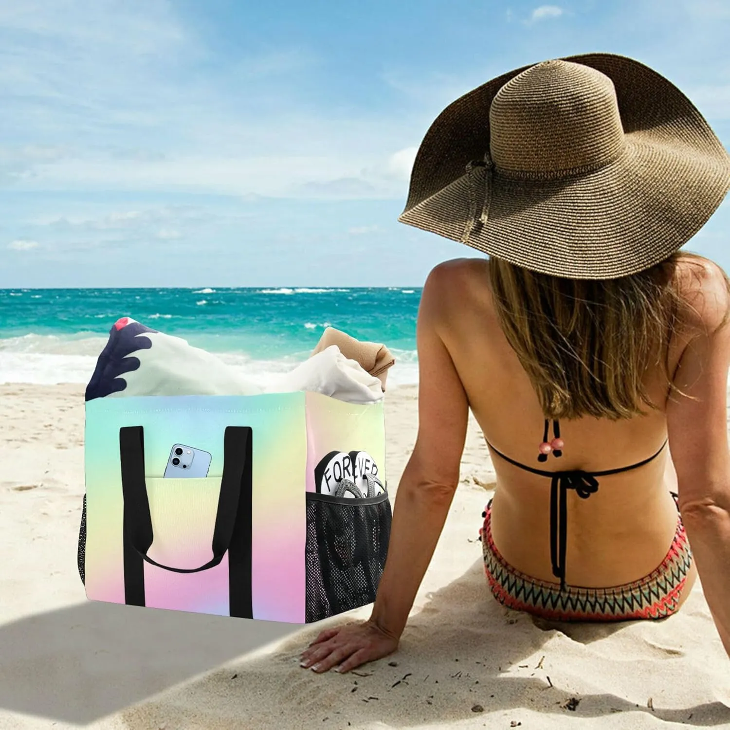 KLL Large Beach Bag with Handles Foldable Waterproof Laundry Bag