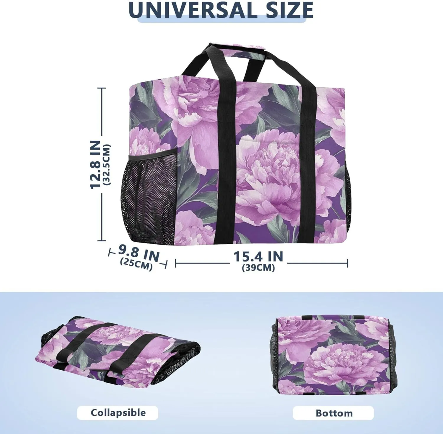 KLL Utility Tote Bag For Women with Handles Collapsable Sandproof Reuseable Shopping Bags