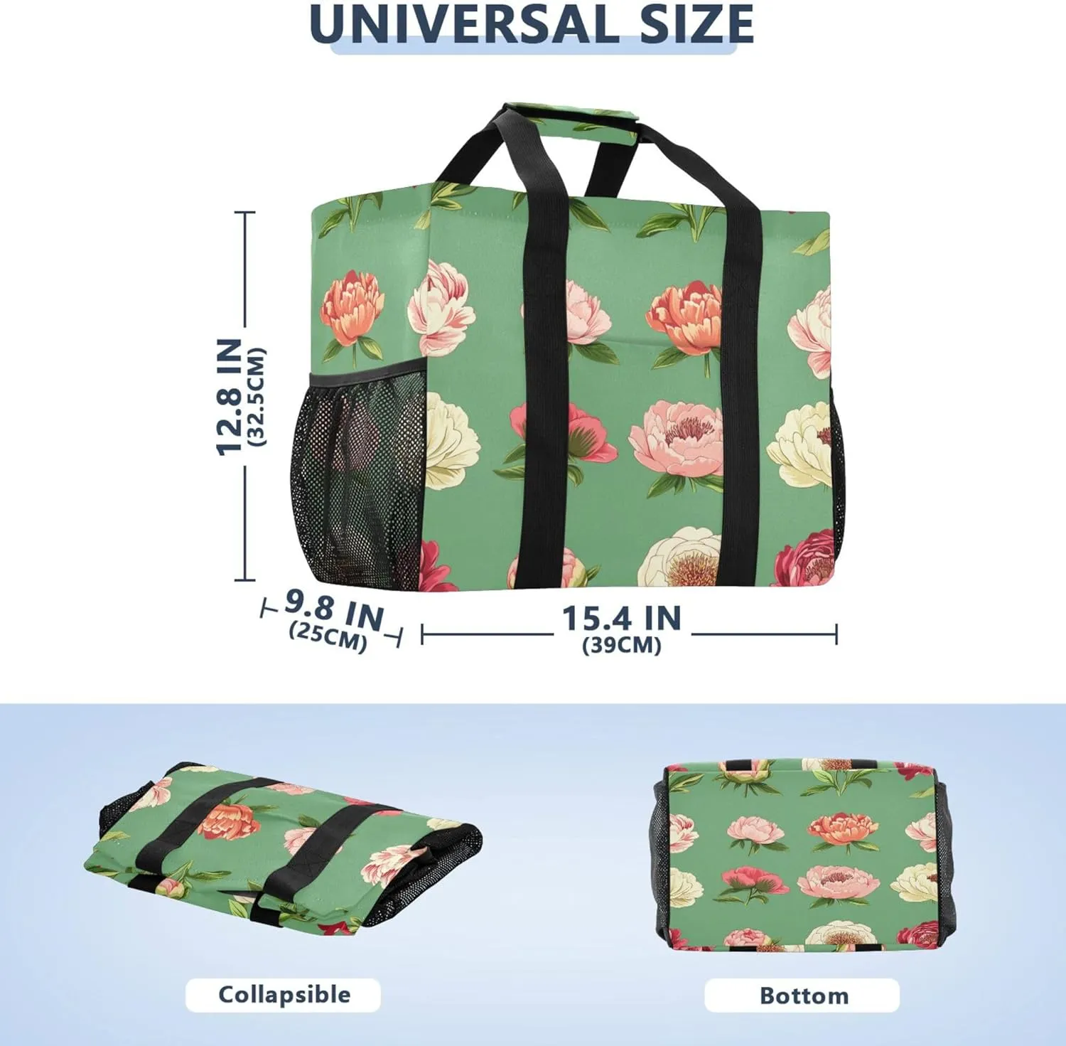 KLL Utility Tote Bag For Women with Handles Collapsable Sandproof Reuseable Shopping Bags