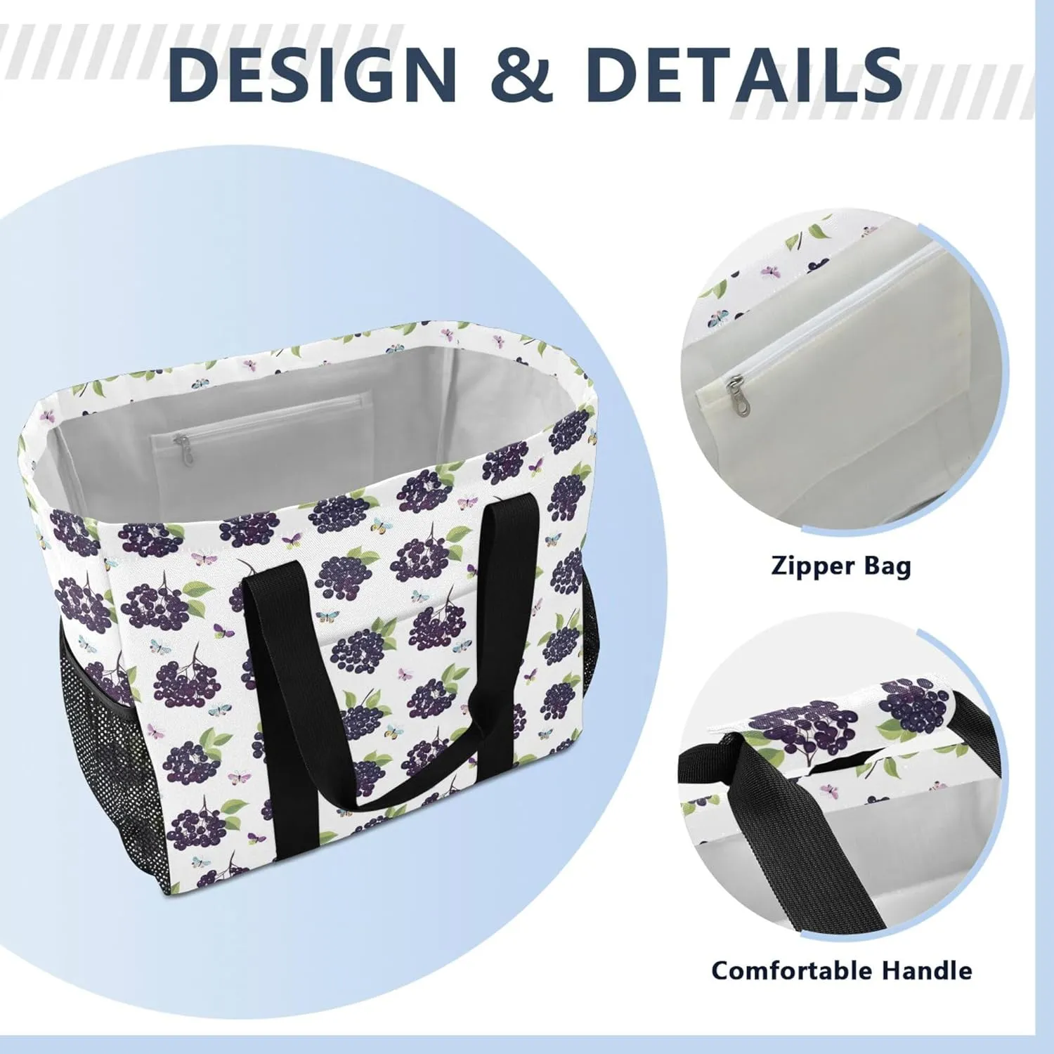 KLL Utility Tote Bags For Women with Handles Collapsable With Pockets Shopping Bags Reusable