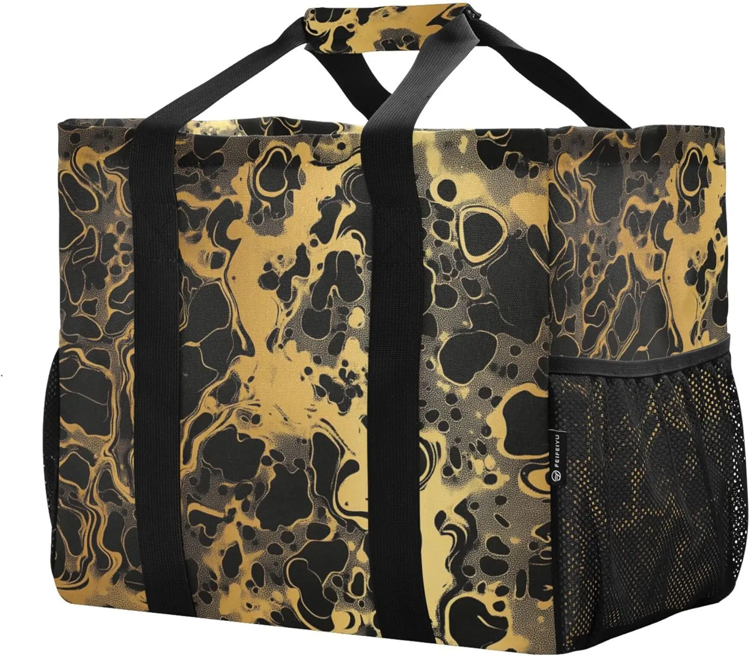 KLL Utility Tote with Handles Collapsable With Pockets Reusable Shopping Bag