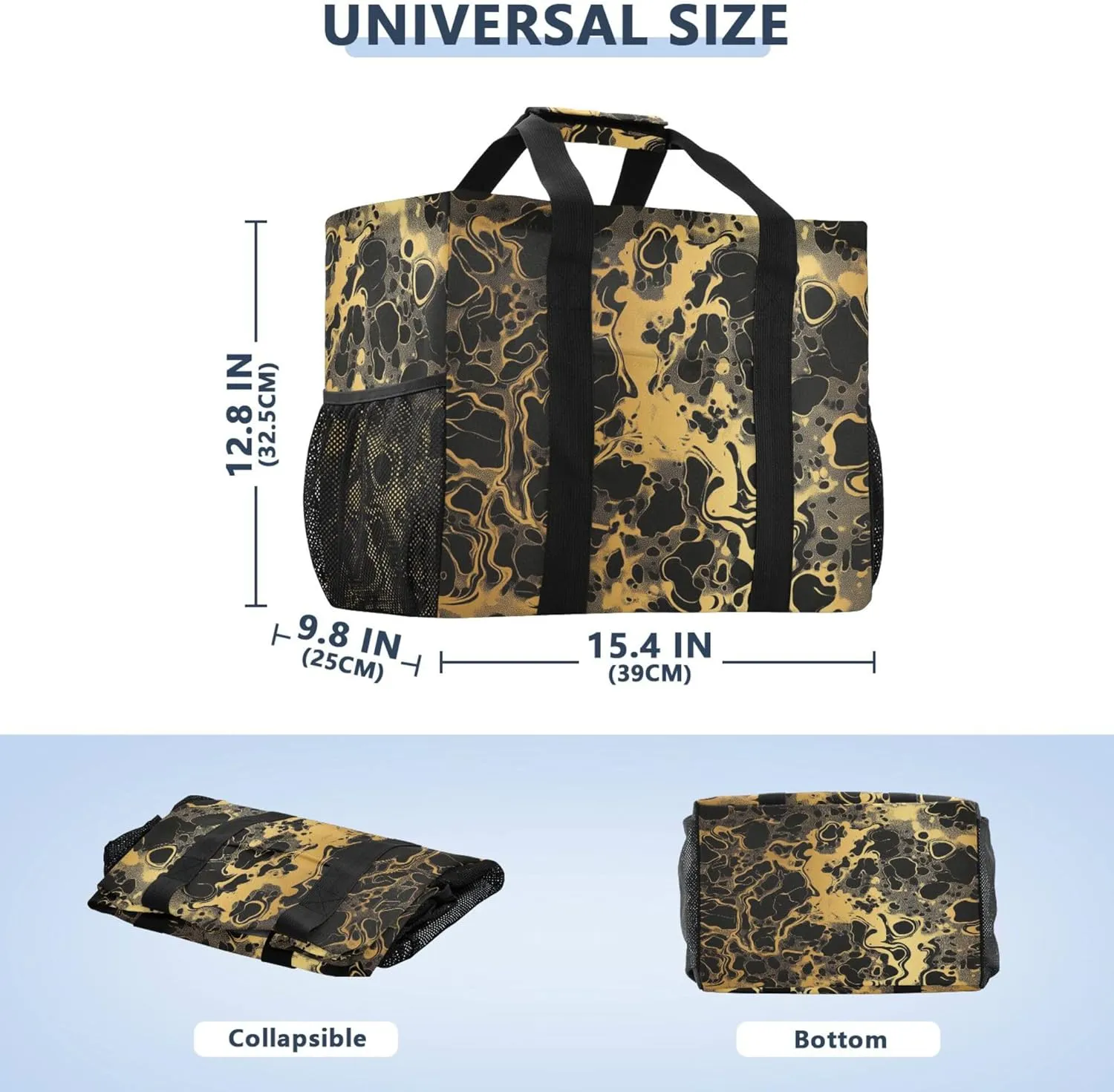 KLL Utility Tote with Handles Collapsable With Pockets Reusable Shopping Bag