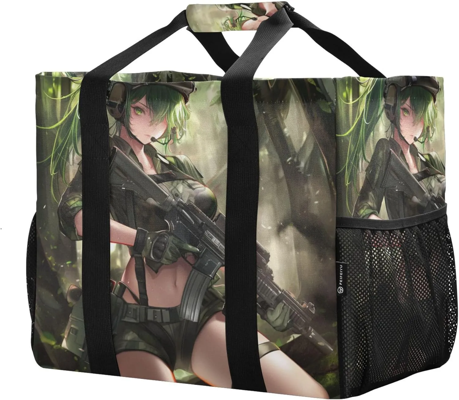 KLL Utility Tote with Handles Collapsable With Pockets Reusable Shopping Bag