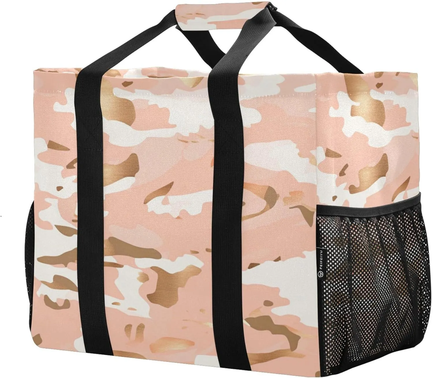 KLL Utility Tote with Handles Collapsable With Pockets Reusable Shopping Bag