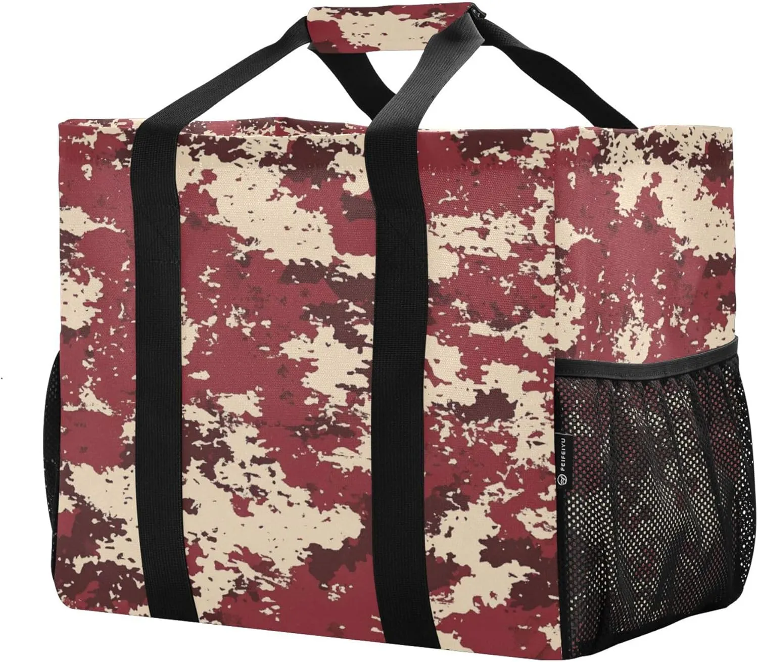 KLL Utility Tote with Handles Collapsable With Pockets Reusable Shopping Bag