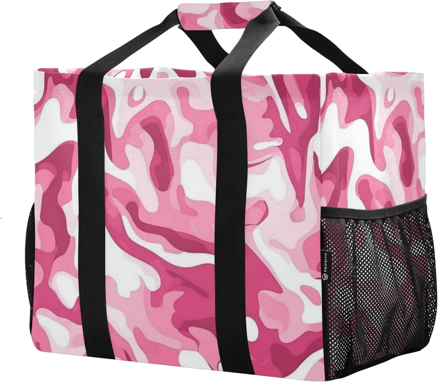 KLL Utility Tote with Handles Collapsable With Pockets Reusable Shopping Bag