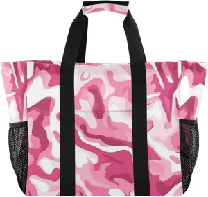 KLL Utility Tote with Handles Collapsable With Pockets Reusable Shopping Bag
