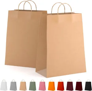 Kraft Paper Bags with Handles 5.25 x 3.75 x 8 Inch. Brown Kraft Bags with Handles 50 Pack. Recyclable 150 GSM Paper Shopping Bags with Handles Rope-Style. Kraft Paper Gift Bags with Handles