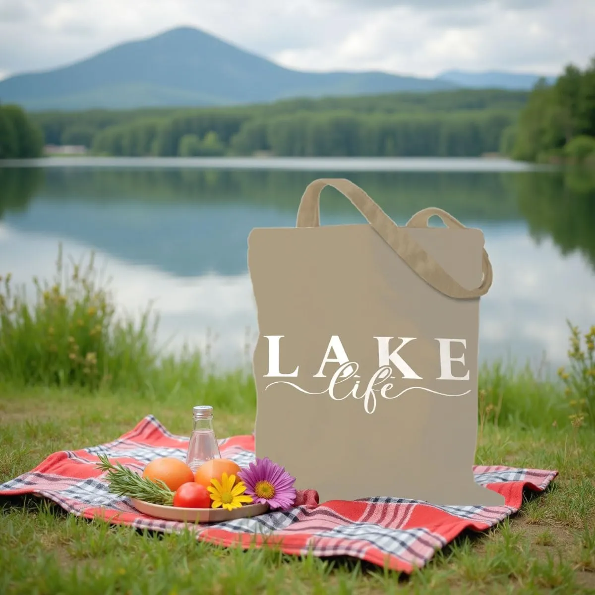 Lake Life Tote Bags for Women | Water-Resistant Beach Totes | Lake House Gifts for Mom/Wife