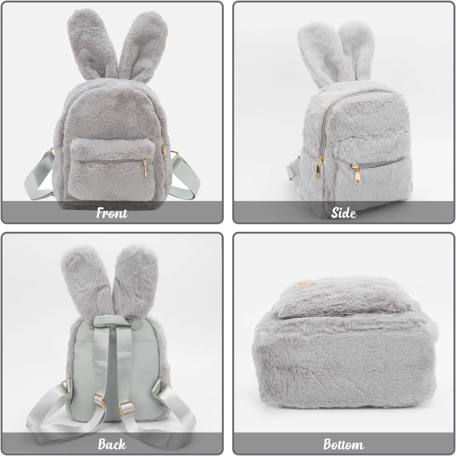 Lanpet Cute Bunny Backpacks for Women Rabbit Ears Backpack Fluffy Shoulder Bag Satchel