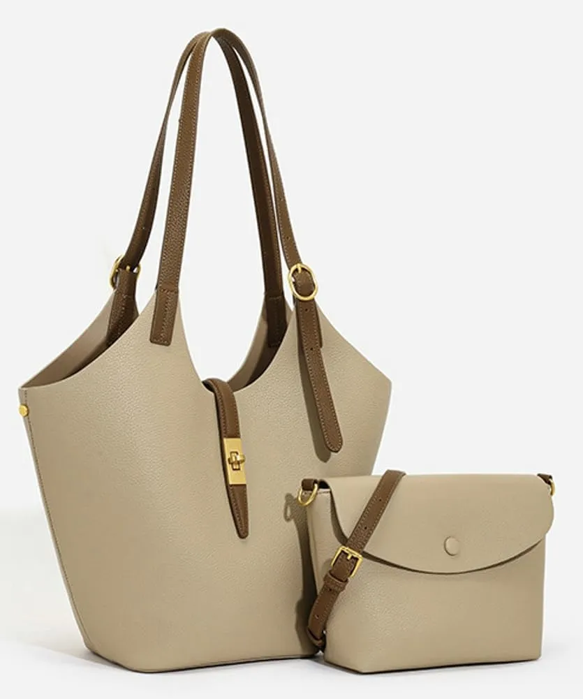 Large Bucket Bag Tote Purse for Women Vegan Leather Shoulder Handbag Trendy Work Purse Casual Satchels Crossbody Bag 2PCS