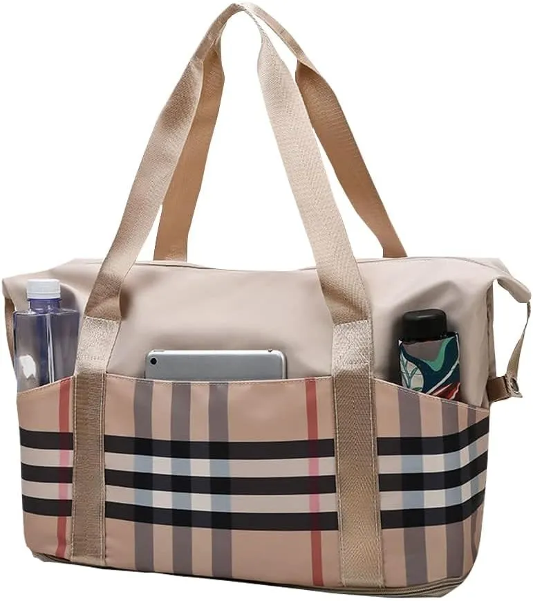 Large Capacity Travel Luggage Bag, Women's Tote Bag to Carry Airplane Fits Under Seat, Men's Short Business Carry-on Sports Gym Dry and Wet Separation BagElegant Coffee