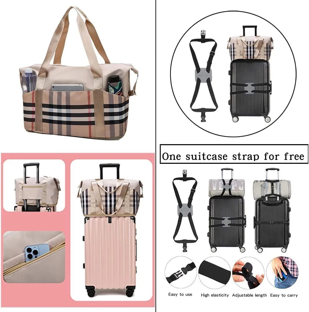 Large Capacity Travel Luggage Bag, Women's Tote Bag to Carry Airplane Fits Under Seat, Men's Short Business Carry-on Sports Gym Dry and Wet Separation BagElegant Coffee