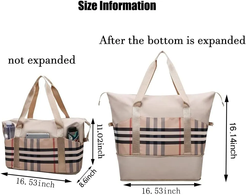 Large Capacity Travel Luggage Bag, Women's Tote Bag to Carry Airplane Fits Under Seat, Men's Short Business Carry-on Sports Gym Dry and Wet Separation BagElegant Coffee