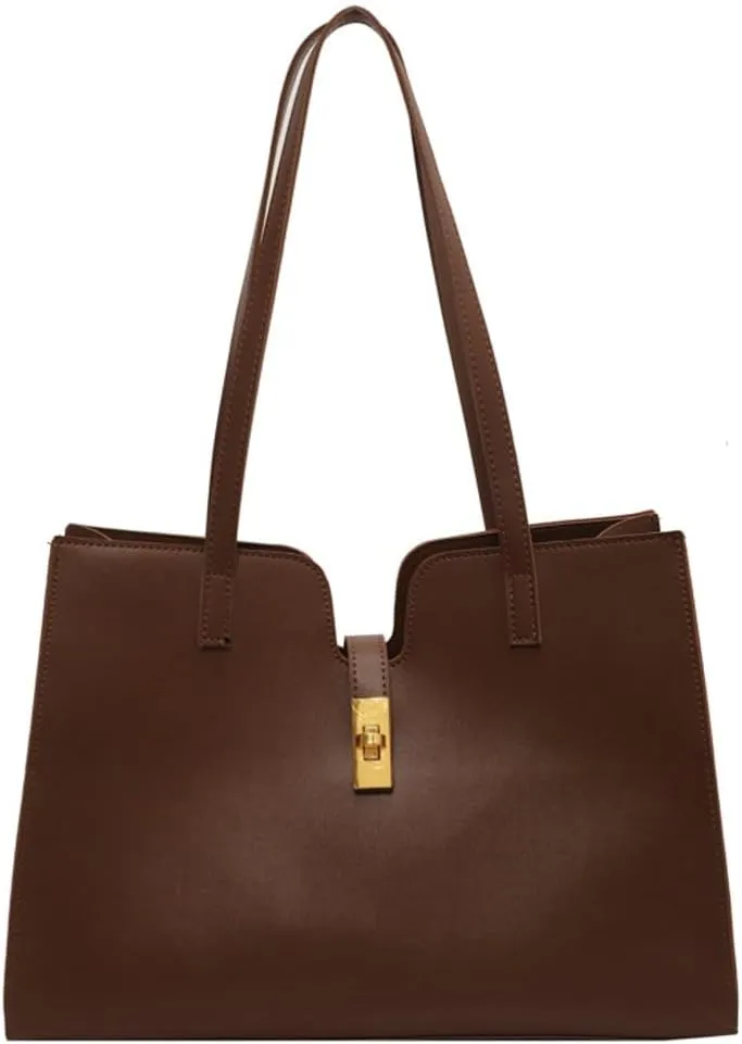 Large Capacity Working Tote Bag for Women Casual Vegan Leather Shoulder Purses Buckle Top Handle Handbag Satchels