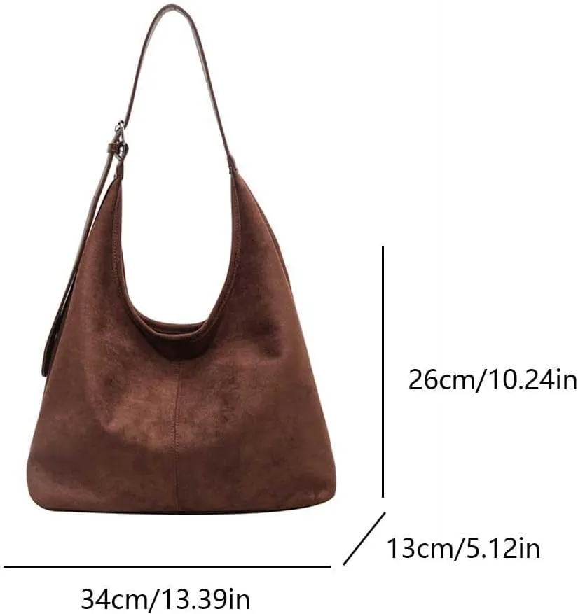 Leather Hobo Bags for Women Brown Purses Suede Purse Slouchy Tote Bag Suede Tote Bag Fall Purses Handbag,E
