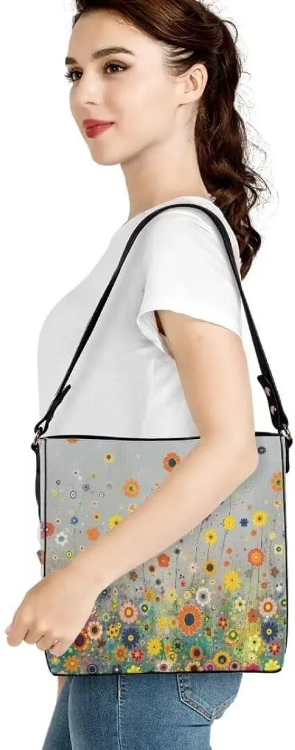 Leather Tote Bucket Bags for Women Trendy Satchels Work Travel Bag Cross Body Bag Purses with Adjustable Strap
