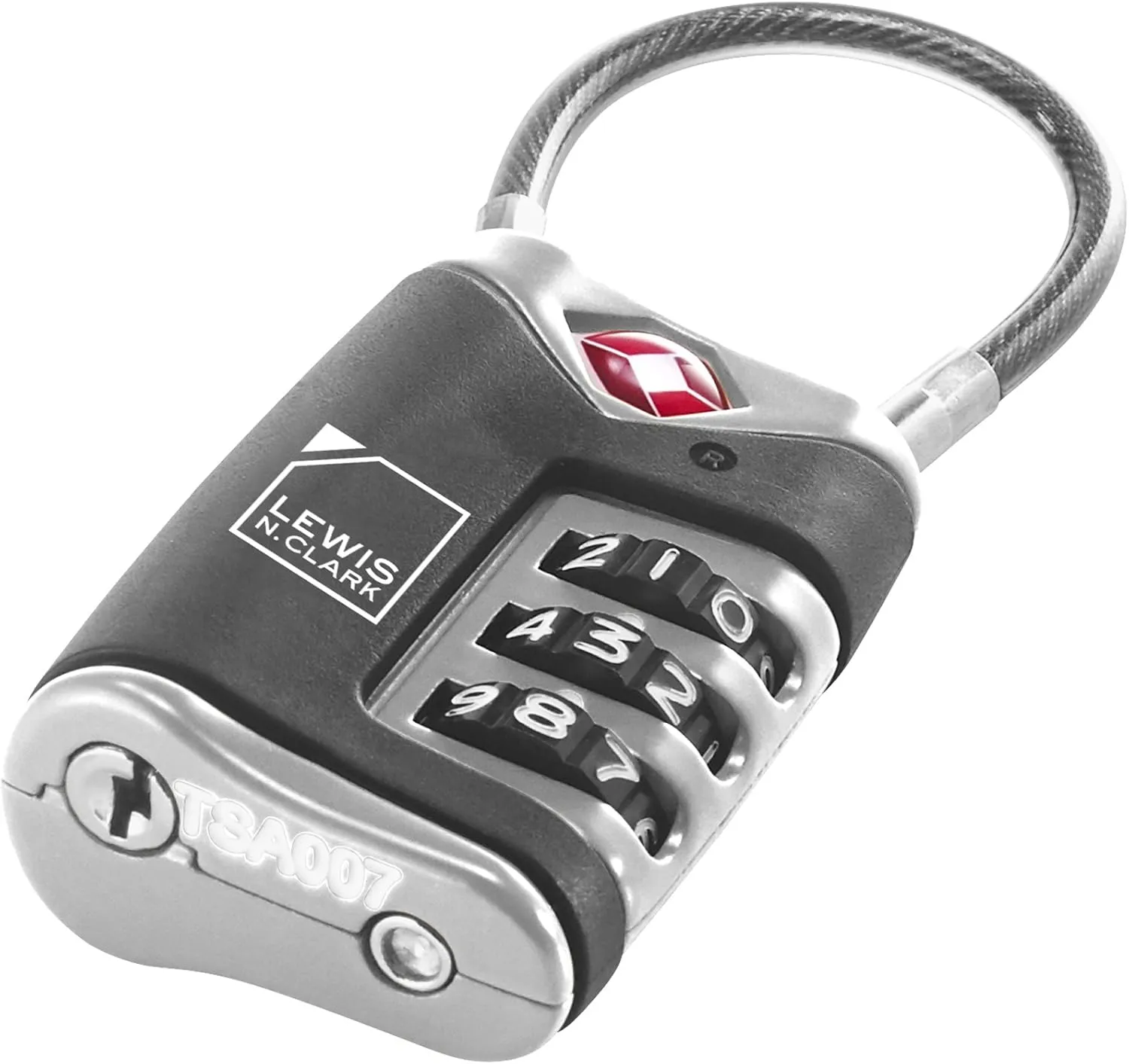 Lewis N. Clark TSA Approved Luggage Lock   Steel Cable for Suitcase, Carry On, BackPack, Laptop Bag   Purse, Perfect For Airport, Hotel or Gym - Set   Reset Your Own Combo, Black