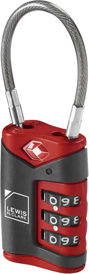 Lewis N. Clark TSA Cable Lock, Red, Single