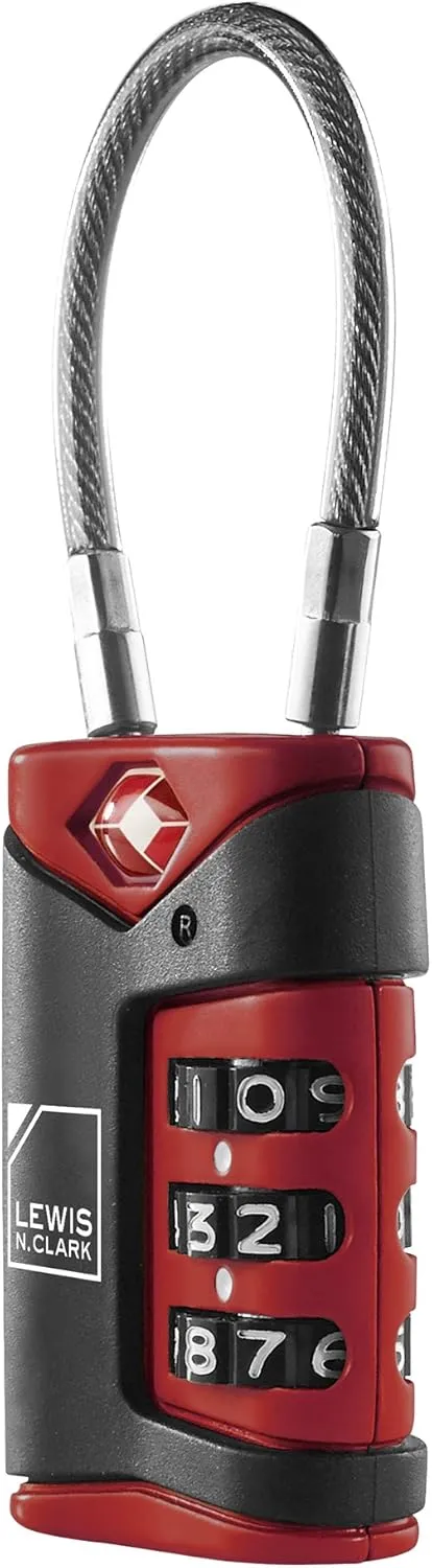 Lewis N. Clark TSA Cable Lock, Red, Single