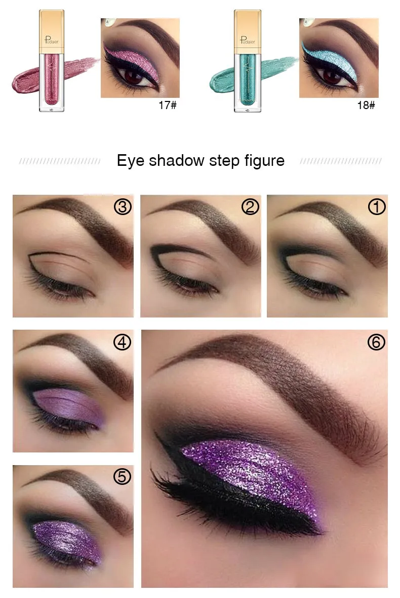 Liquid Glitter Shimmer Waterproof Eyeshadow Metallic Pigment Eyes Makeup 18 Colors