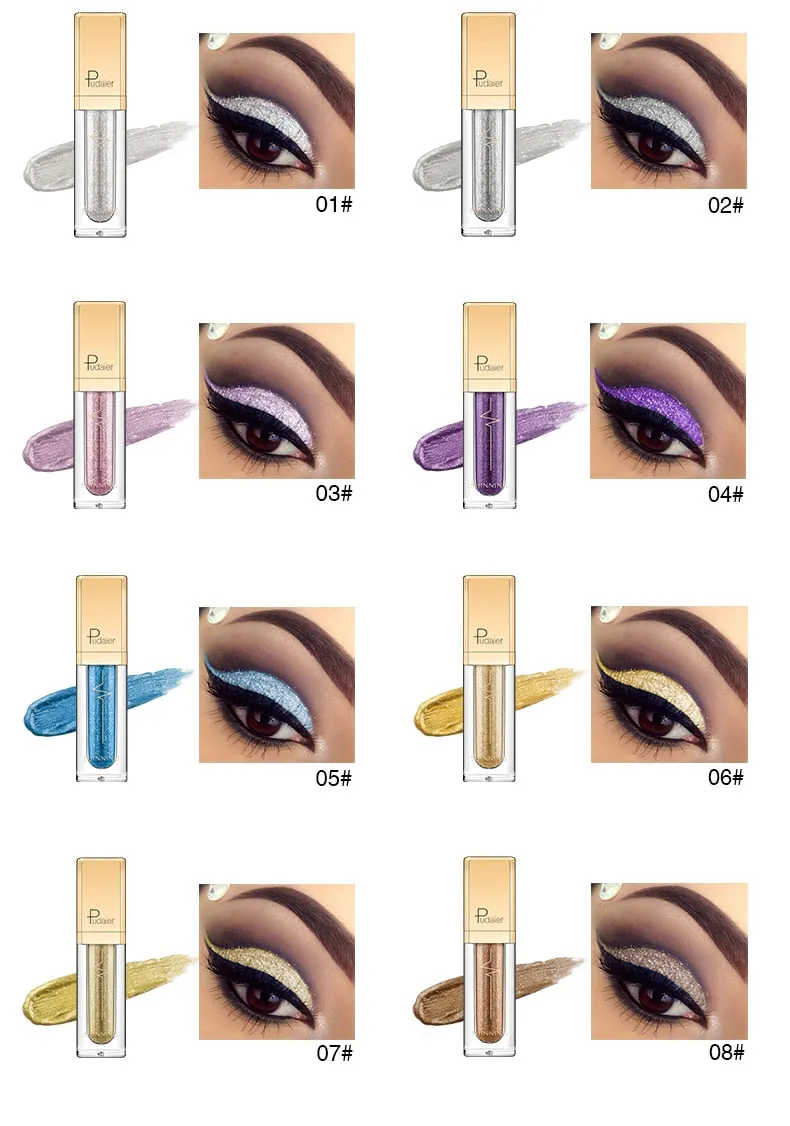 Liquid Glitter Shimmer Waterproof Eyeshadow Metallic Pigment Eyes Makeup 18 Colors