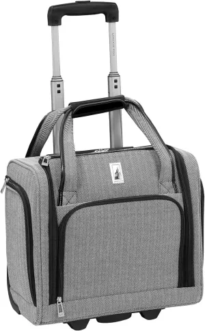 LONDON FOG Newcastle 15-Inch Underseater, Telescoping Handles,Black White Herringbone
