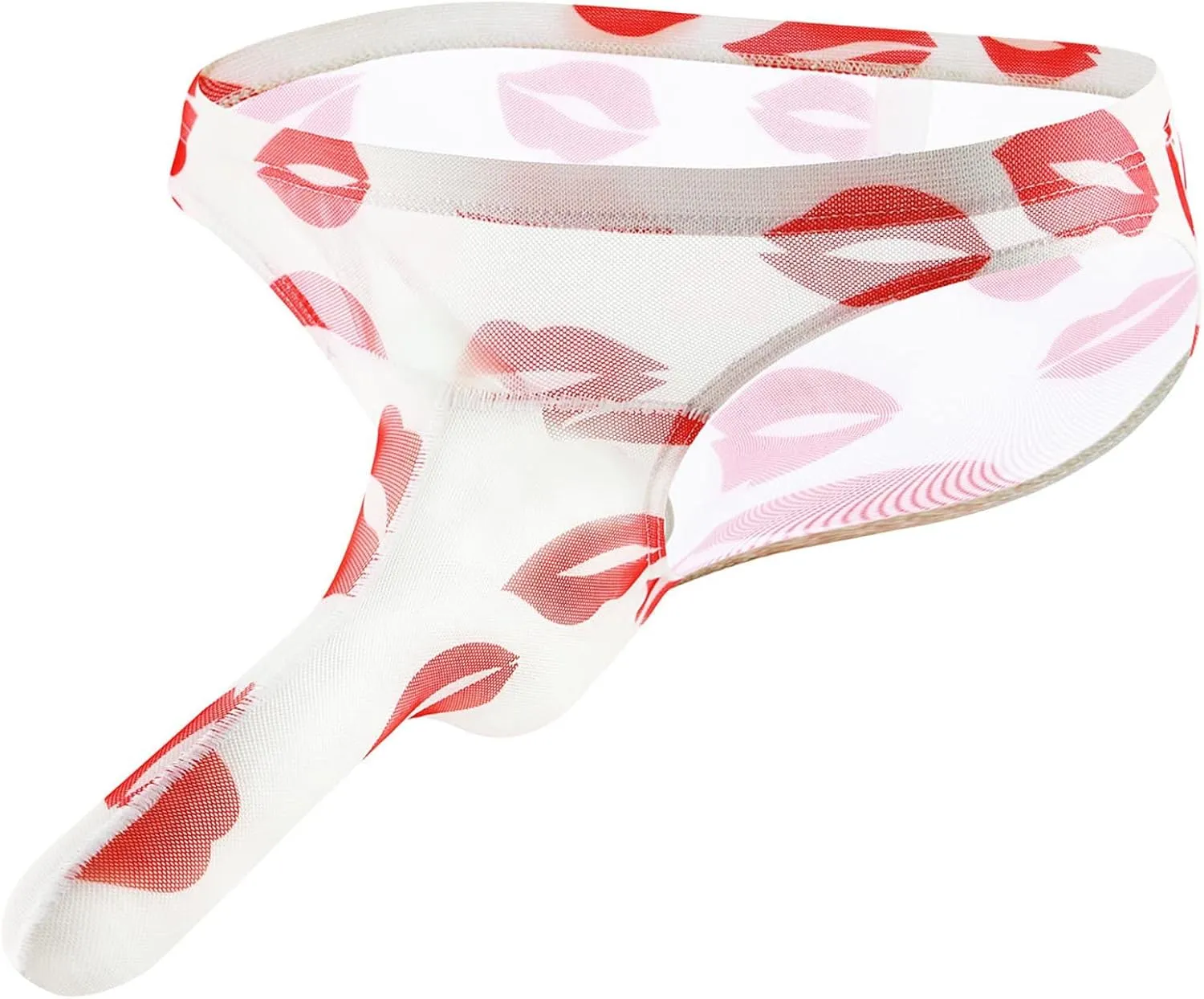 Men Elephant Thong Briefs Underwear Red Lip Sexy Sheer Mesh Bulge Pouch Bikini Thongs Lingerie Gifts