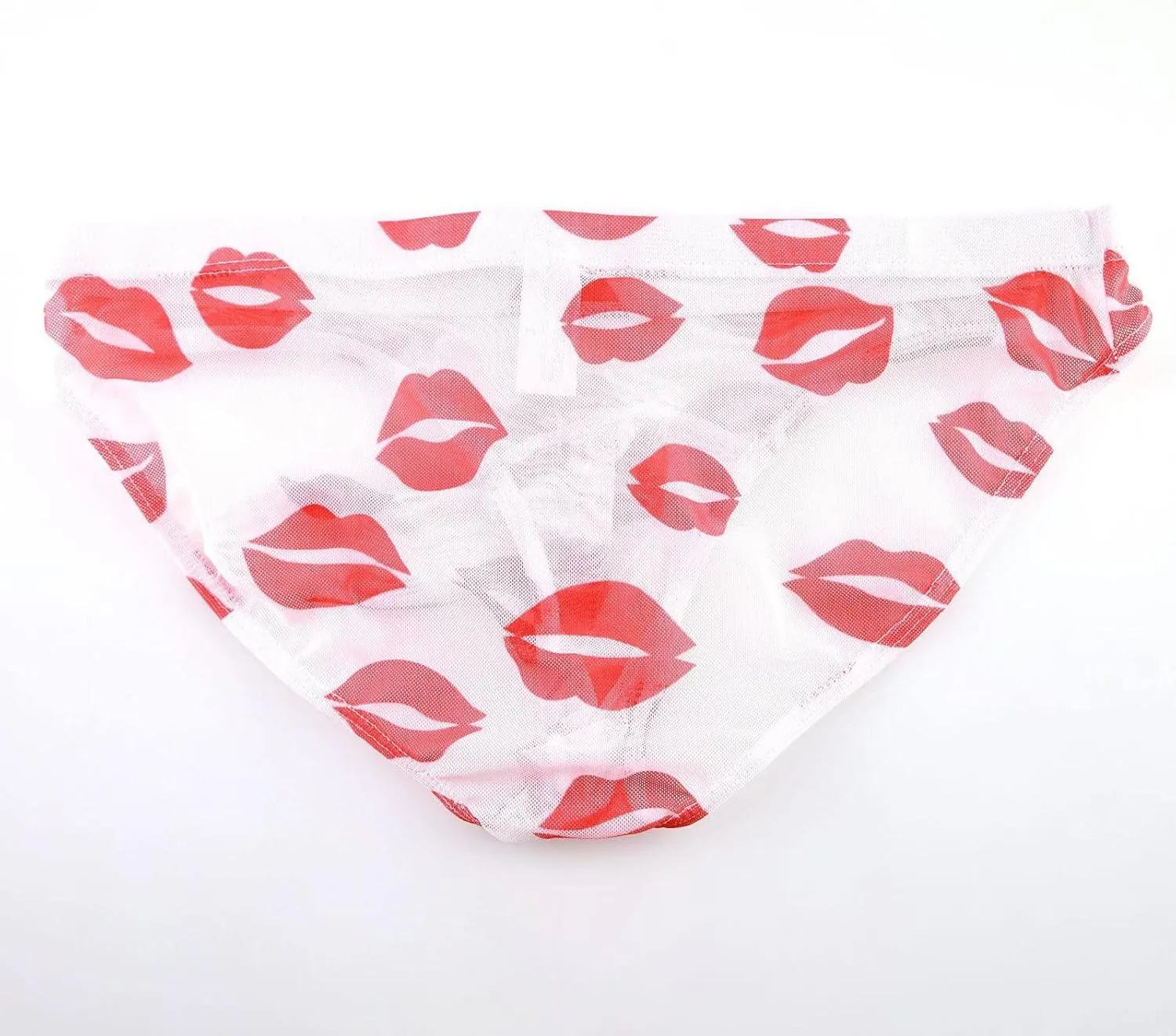 Men Elephant Thong Briefs Underwear Red Lip Sexy Sheer Mesh Bulge Pouch Bikini Thongs Lingerie Gifts