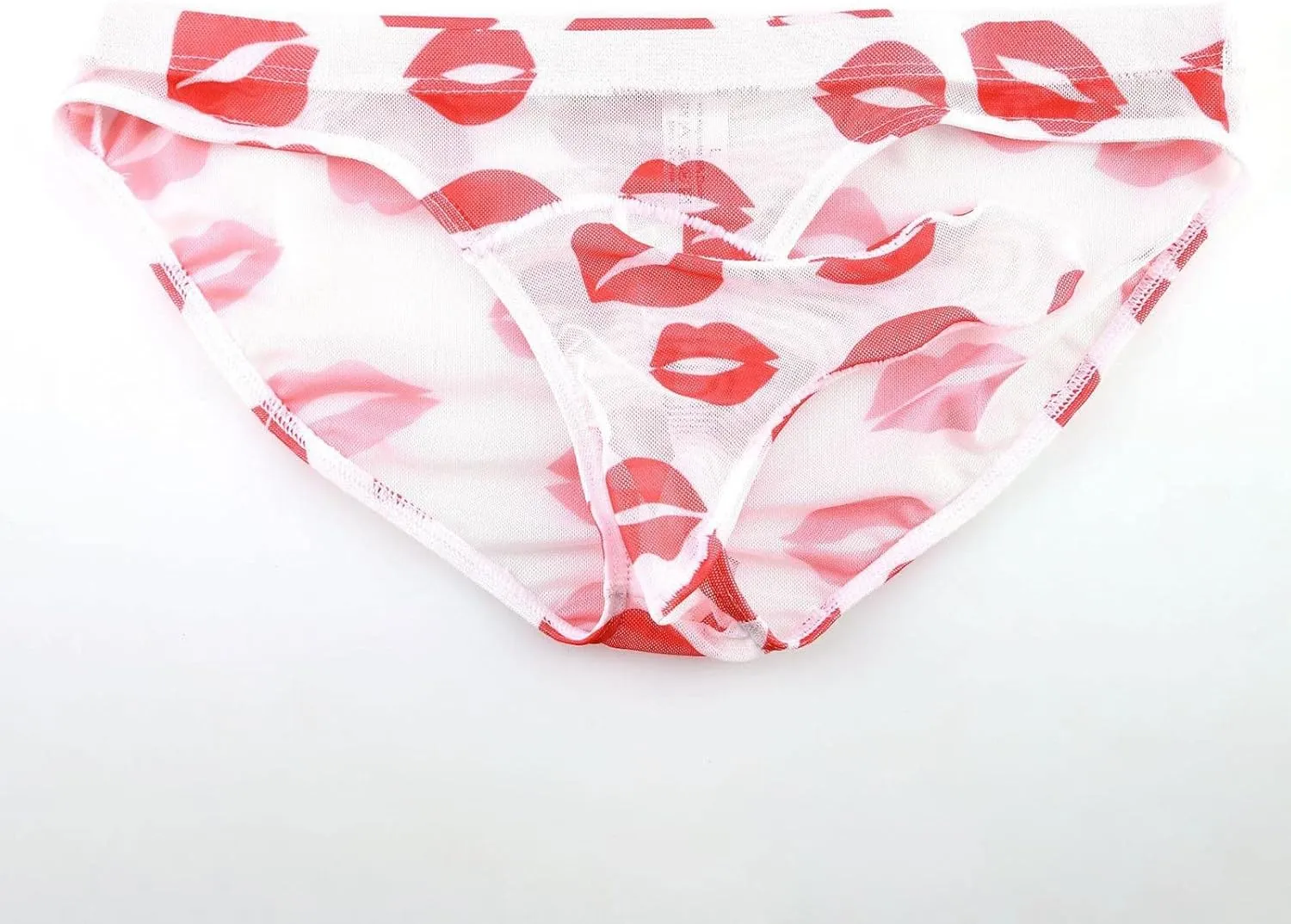Men Elephant Thong Briefs Underwear Red Lip Sexy Sheer Mesh Bulge Pouch Bikini Thongs Lingerie Gifts