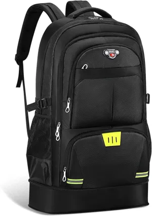 Men Women Hiking Backpack, 65L Travel Camping Daypack Backpacking Backpack for Gym Workout Outdoor Cycling Sport Large (Black)
