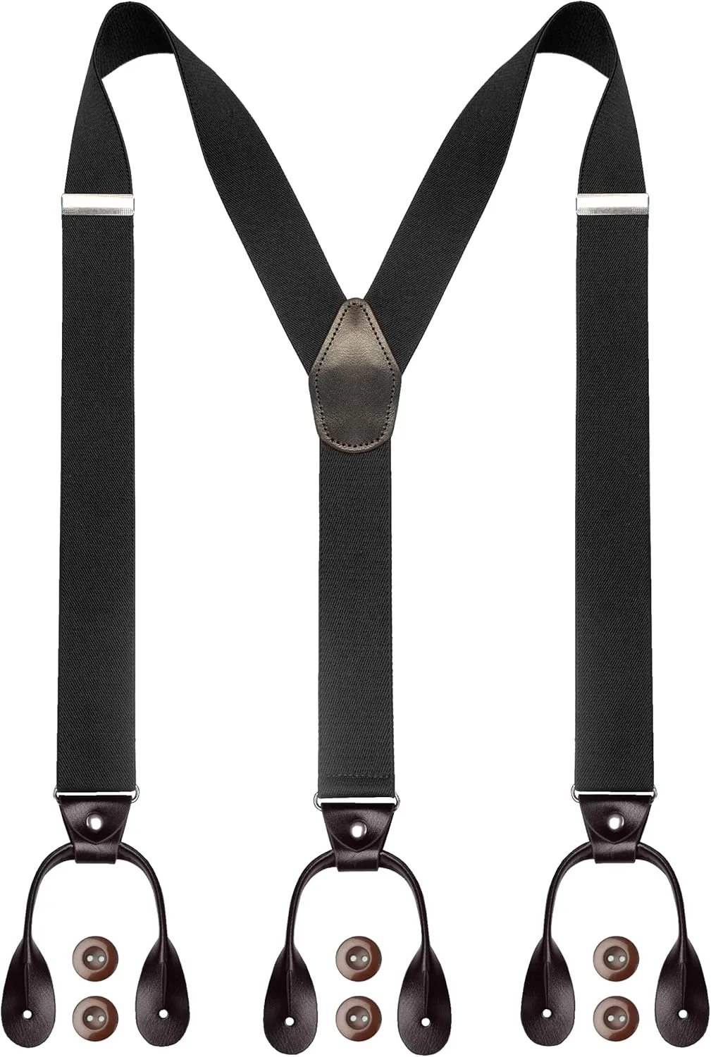 Mens 1.4 inches Wide with 6 Button End Elastic Adjustable Suspenders