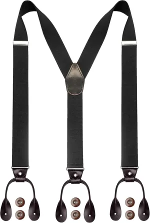 Mens 1.4 inches Wide with 6 Button End Elastic Adjustable Suspenders