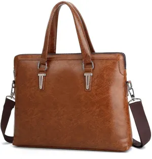 Men's Briefcase Totes Leather Men Laptop Handbags Messenger Bags for Male Handbag Office Business Bags (Color : Brown, Size : 42 * 32 * 7cm)