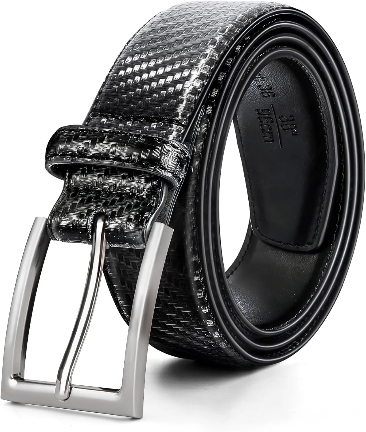 Mens Genuine Leather Dress Belt Classic Casual Belt with Single Prong Buckle for Jeans Pants Work and Business