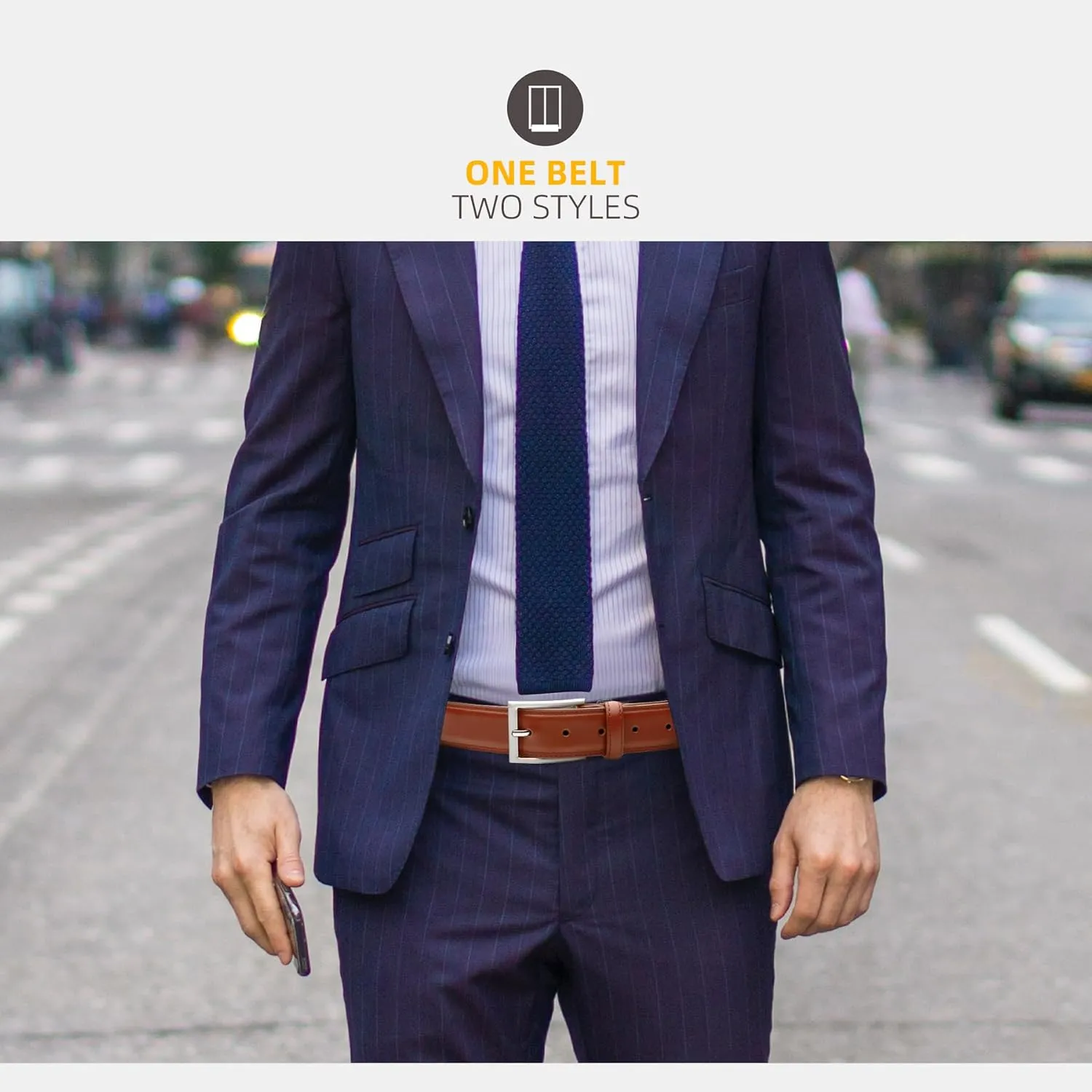 Mens Genuine Leather Dress Belt Classic Casual Belt with Single Prong Buckle for Jeans Pants Work and Business