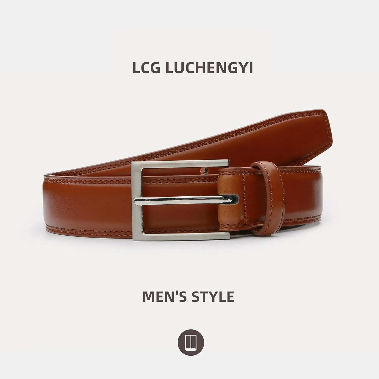 Mens Genuine Leather Dress Belt Classic Casual Belt with Single Prong Buckle for Jeans Pants Work and Business
