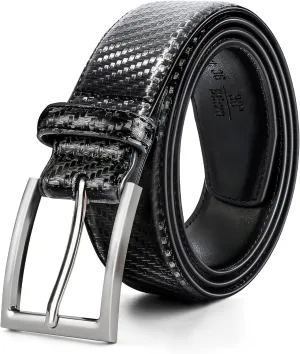 Mens Genuine Leather Dress Belt Classic Casual Belt with Single Prong Buckle for Jeans Pants Work and Business