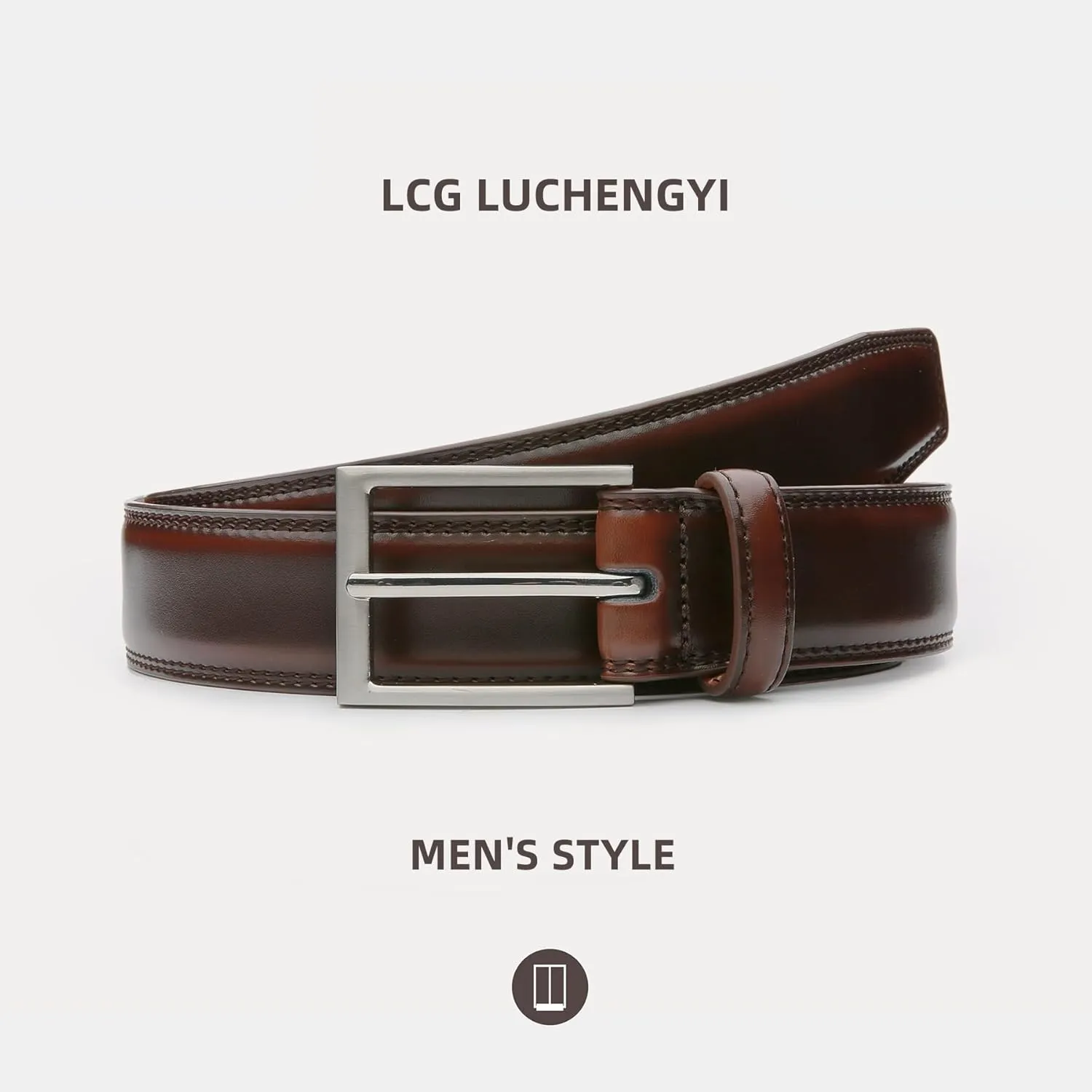 Mens Genuine Leather Dress Belt Classic Casual Belt with Single Prong Buckle for Jeans Pants Work and Business