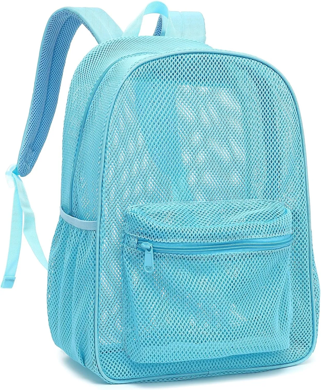 Mesh Backpack for School, Girls Boys See Through College Backpacks Heavy Duty Semi-Transparent Women Wen Bookbag for Swimming Travel Beach Hiking (Light Blue)