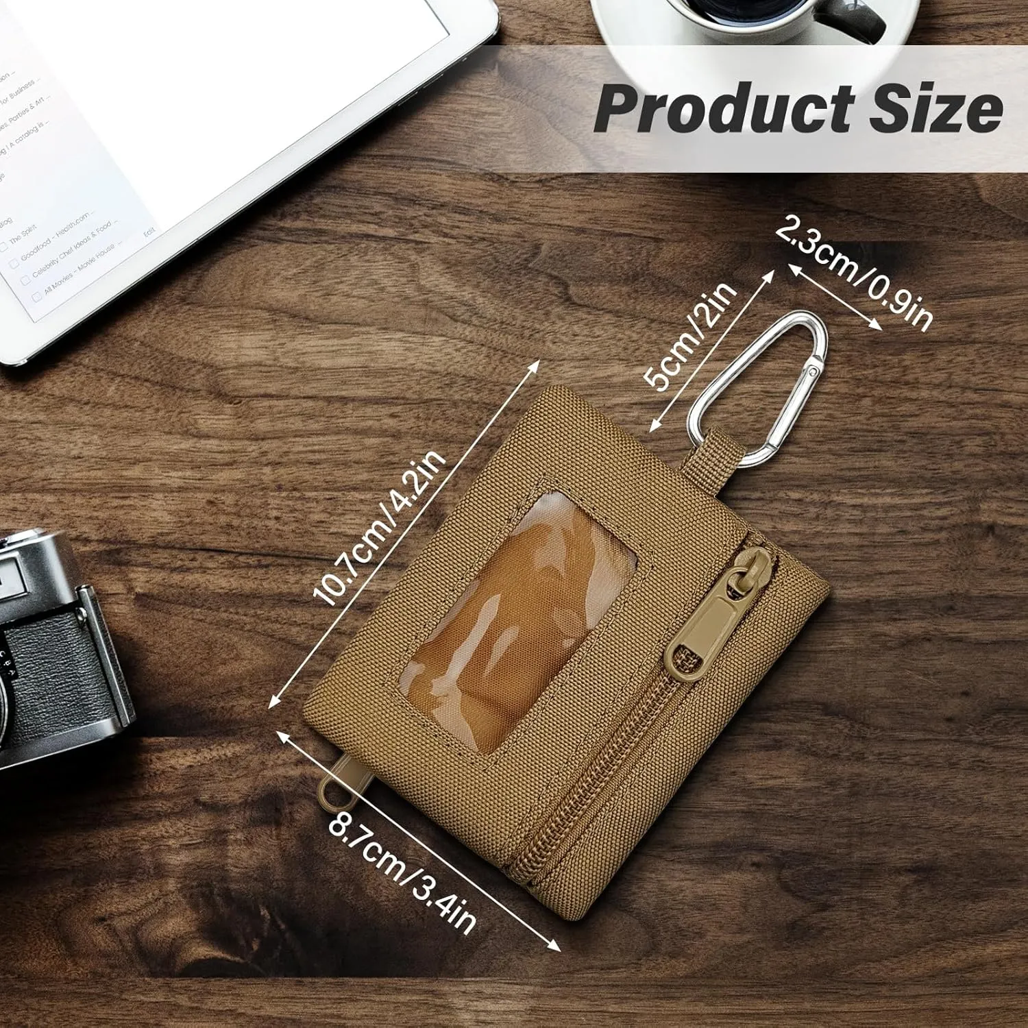 Mini Molle Pouch Bag, Portable Tactical Bag with Hook and ID Window, Outdoor EDC Molle Pouch Wallet Suitable as Waist Bag or Credit Card Bag for Hiking and Traveling