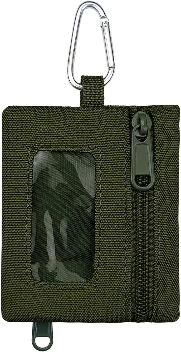 Mini Molle Pouch Bag, Portable Tactical Bag with Hook and ID Window, Outdoor EDC Molle Pouch Wallet Suitable as Waist Bag or Credit Card Bag for Hiking and Traveling