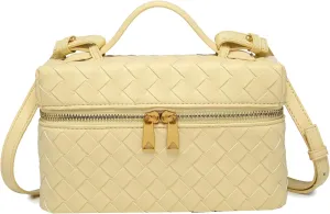 Mini Woven Crossbody Purse Square Box Bags Top-Handle Tote Handbag Shoulder Bag Cute Satchels Trendy